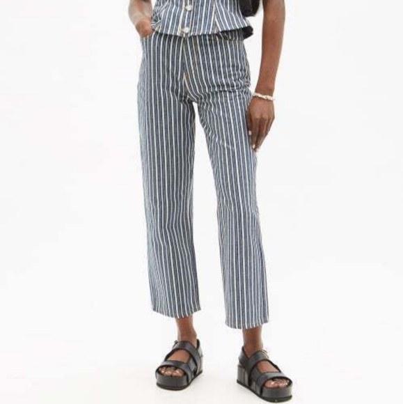NWT Ganni Mixed Striped Denim Pants Size 26 - Picture 7 of 13